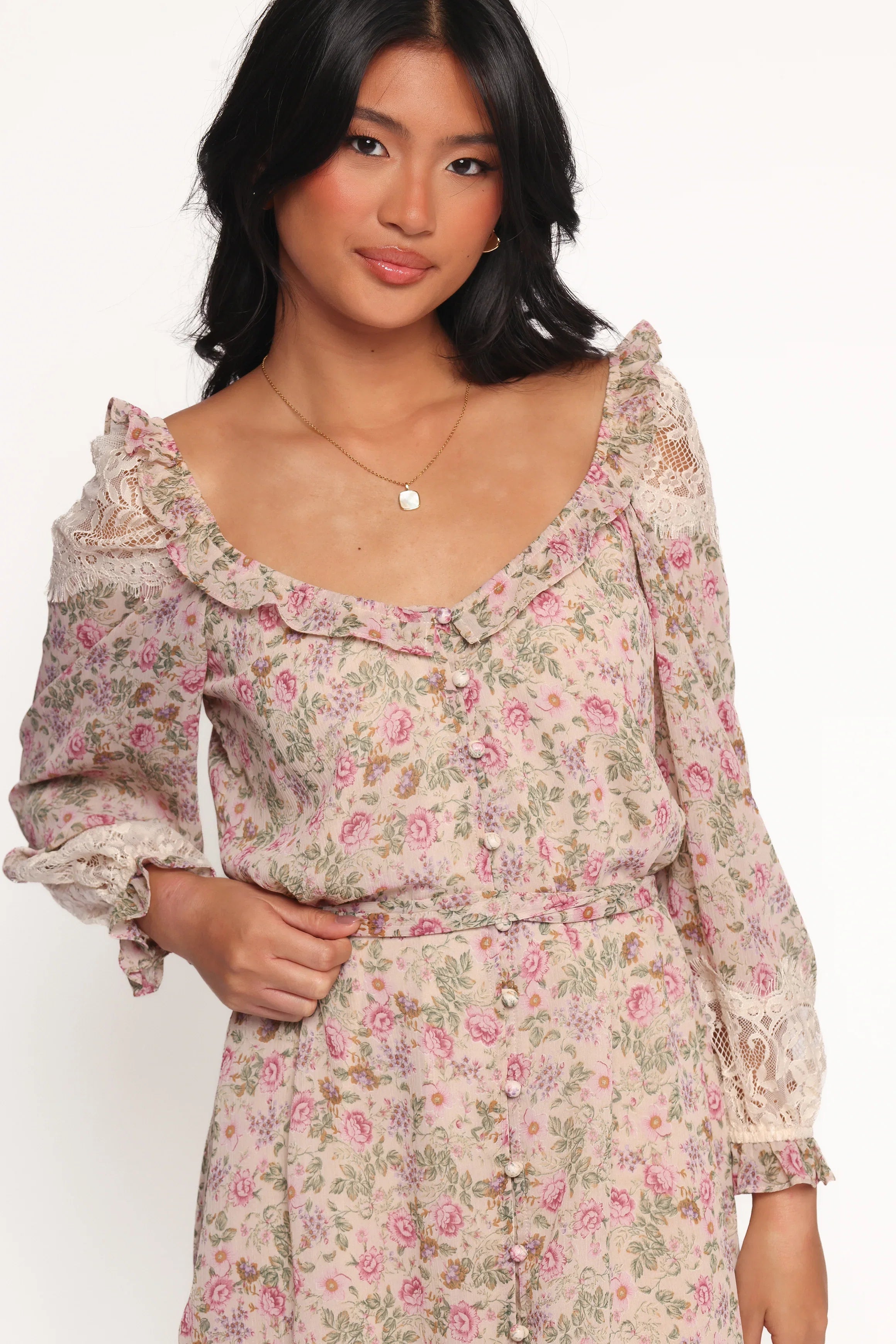 Sylvia Long Sleeve Mini Dress Ivory Multi