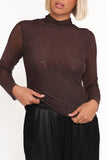 Alejandra Embellished Mesh Top Dark Chocolate
