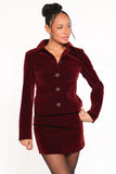 Lainey Velvet Mini Skirt Burgundy