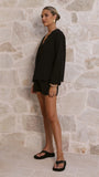 Leelo Tie Front Top and Shorts Set Black