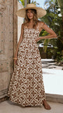 Avalon Maxi Dress Brown Geo