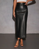 Dark Honey Faux Leather Midi Skirt