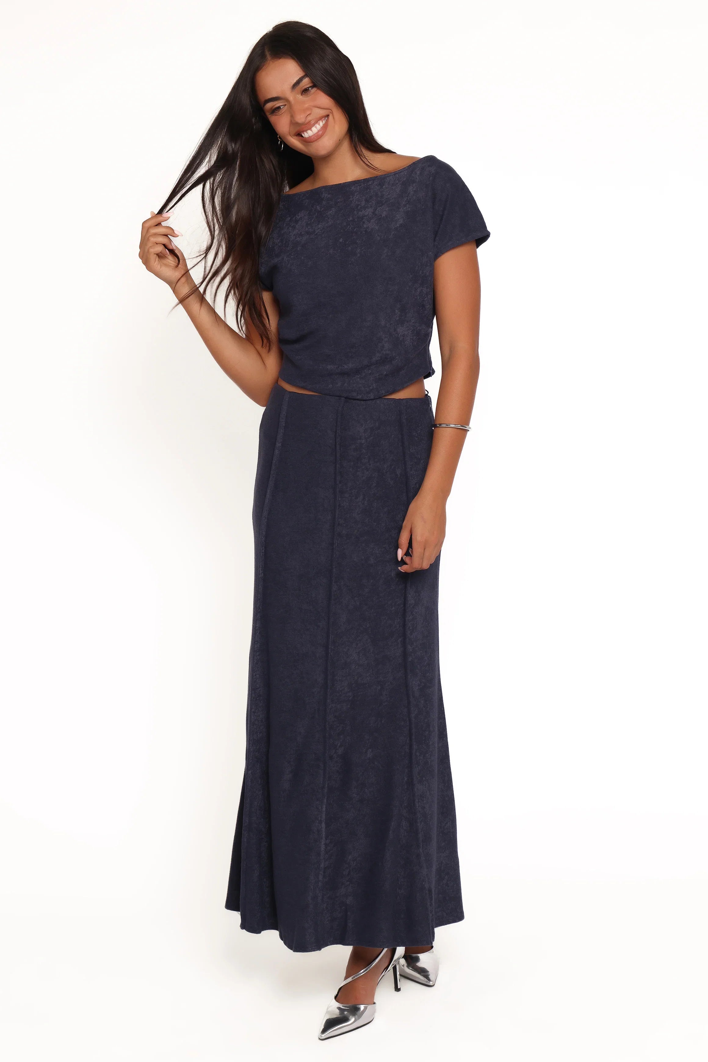 Aria Maxi Skirt Set Denim Blue