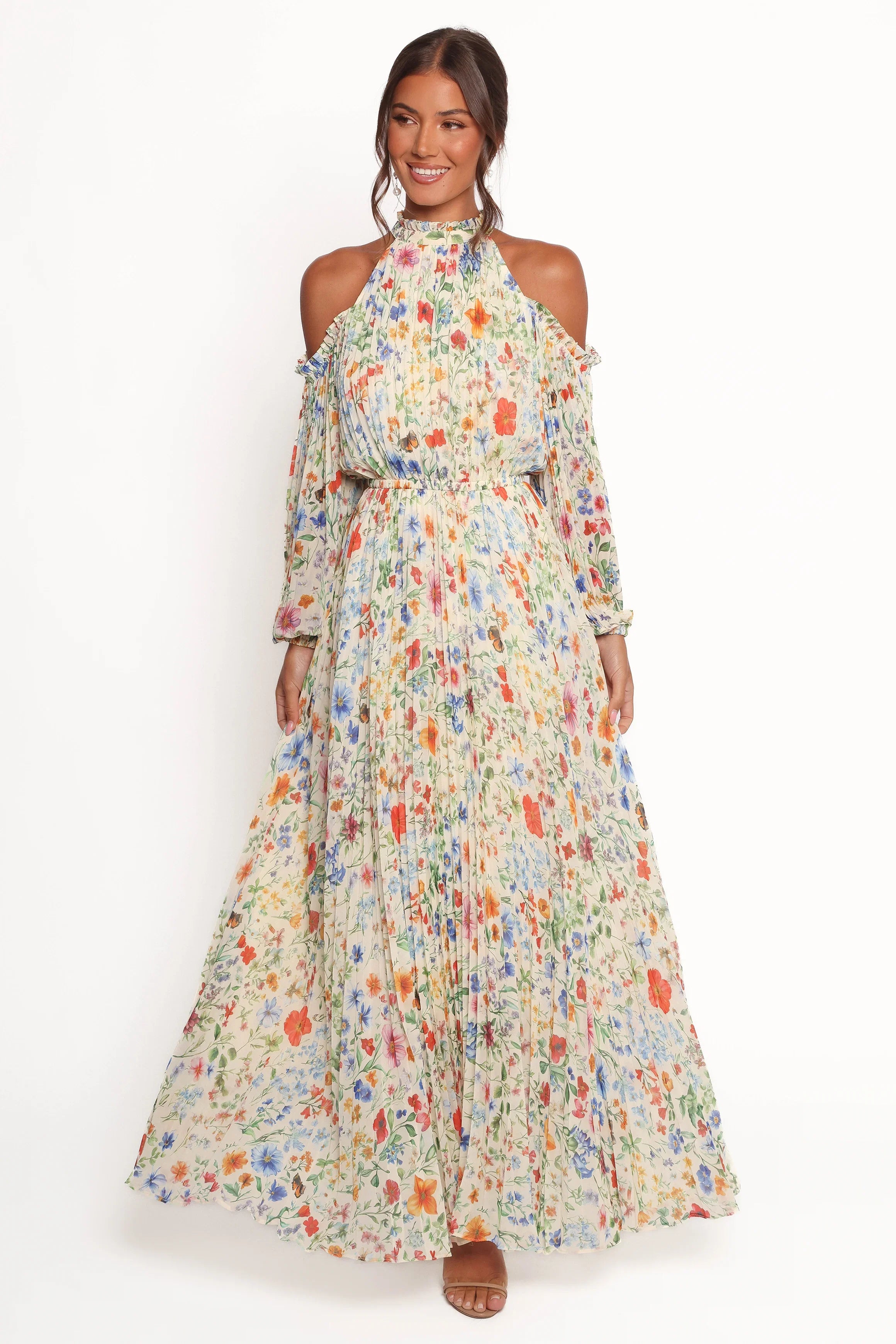 Hilary Pleated Maxi Dress Garden Floral