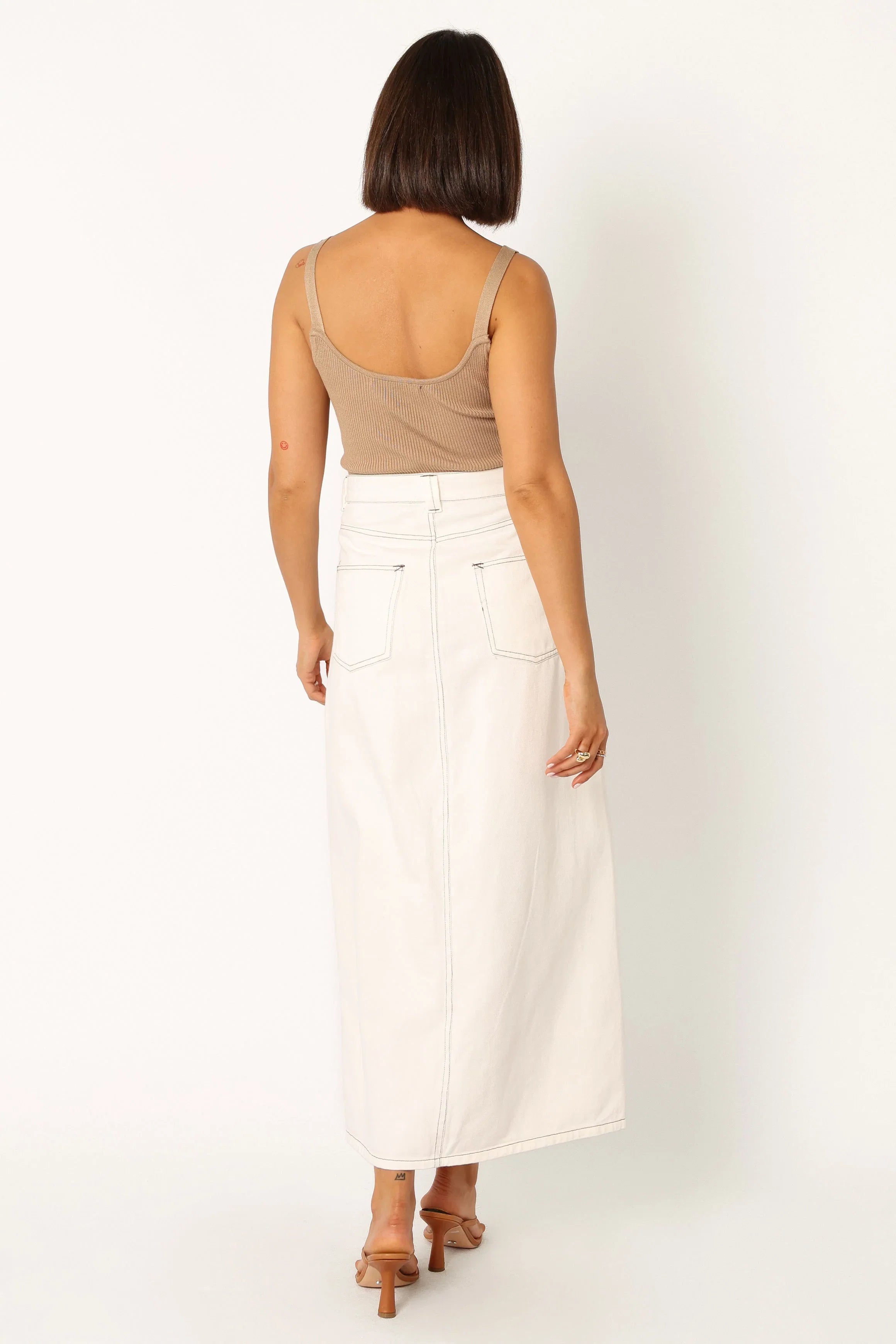Rana Denim Midi Skirt White