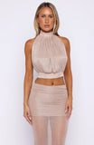 Runway Ready Glitter Halter Top Rose