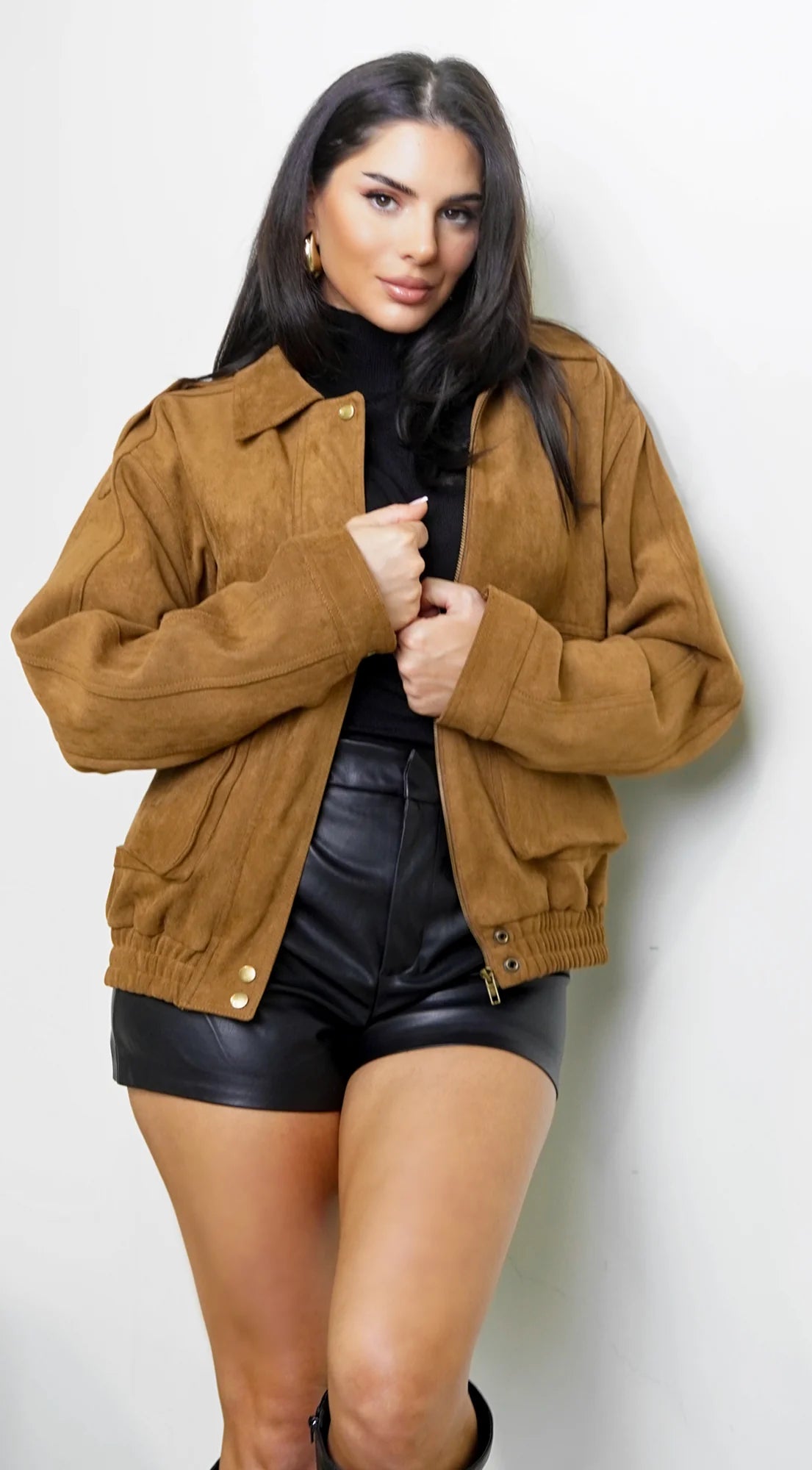Rouxen Faux Suede Jacket Camel