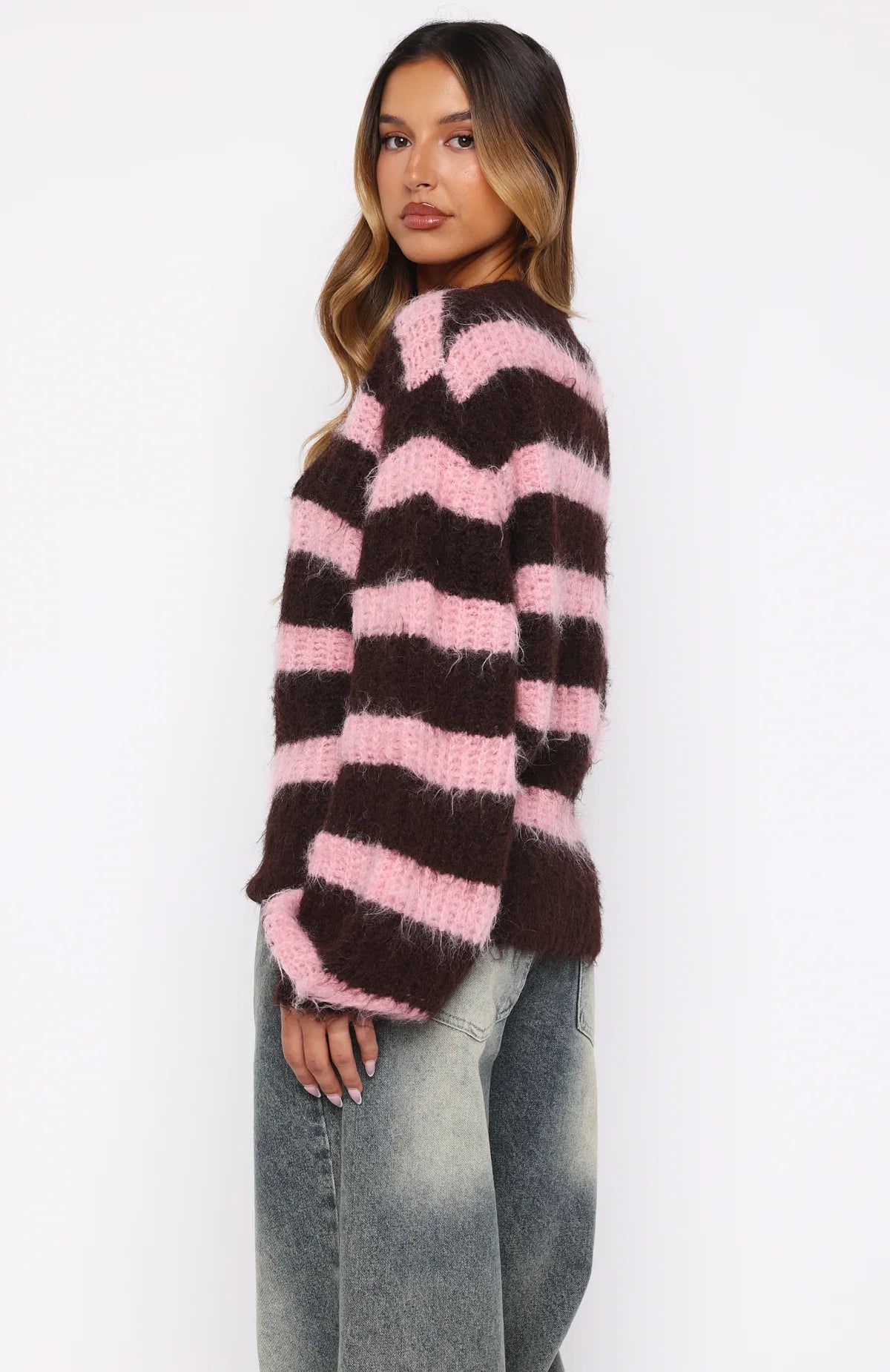 On The Slopes Knit Sweater Pink Chocolate