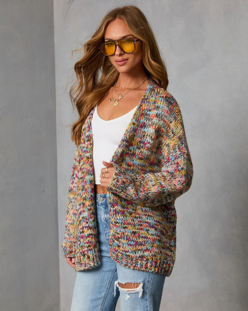 Soft Energy Multi Color Open Front Cardigan