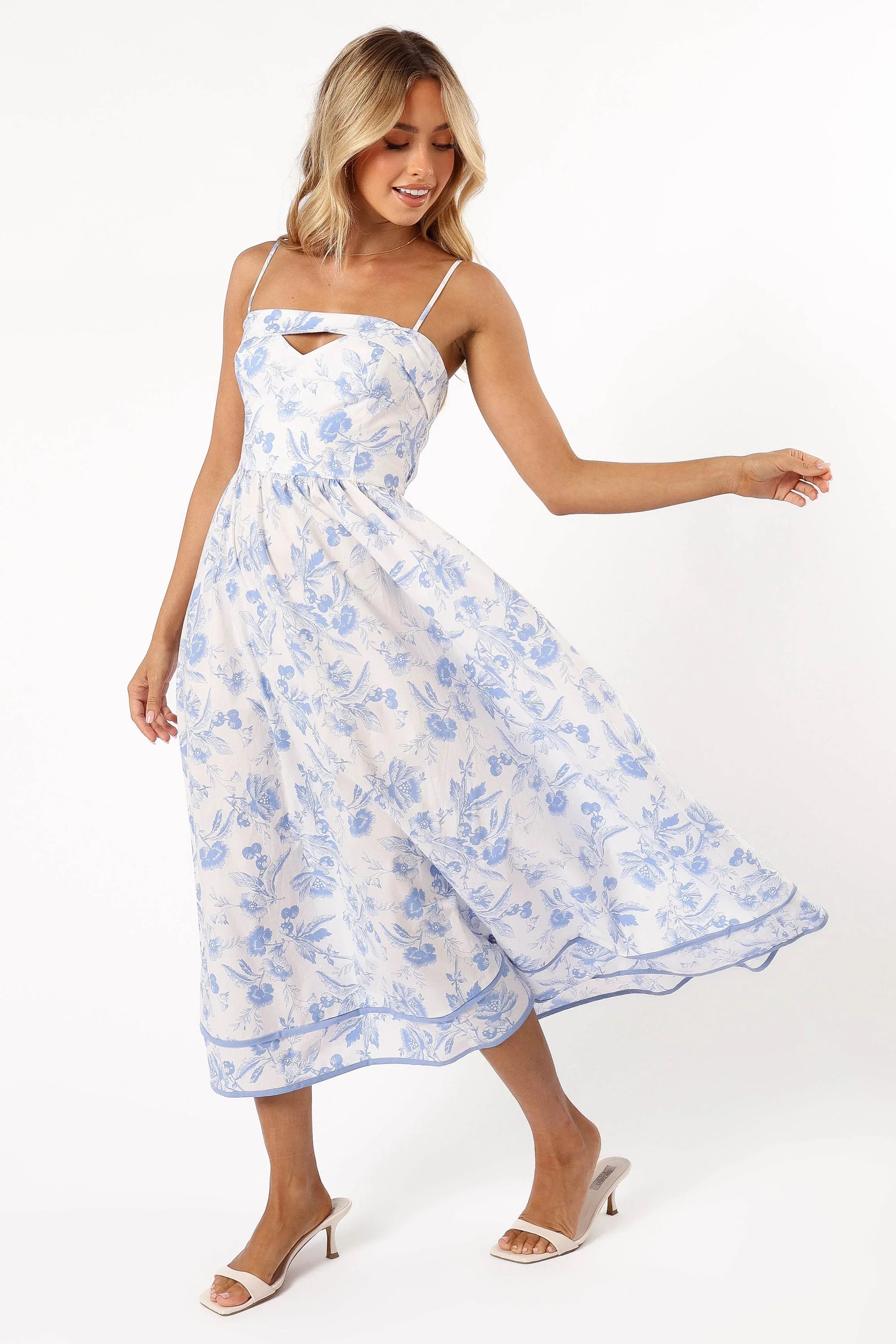 Flora Midi Dress Blue Floral
