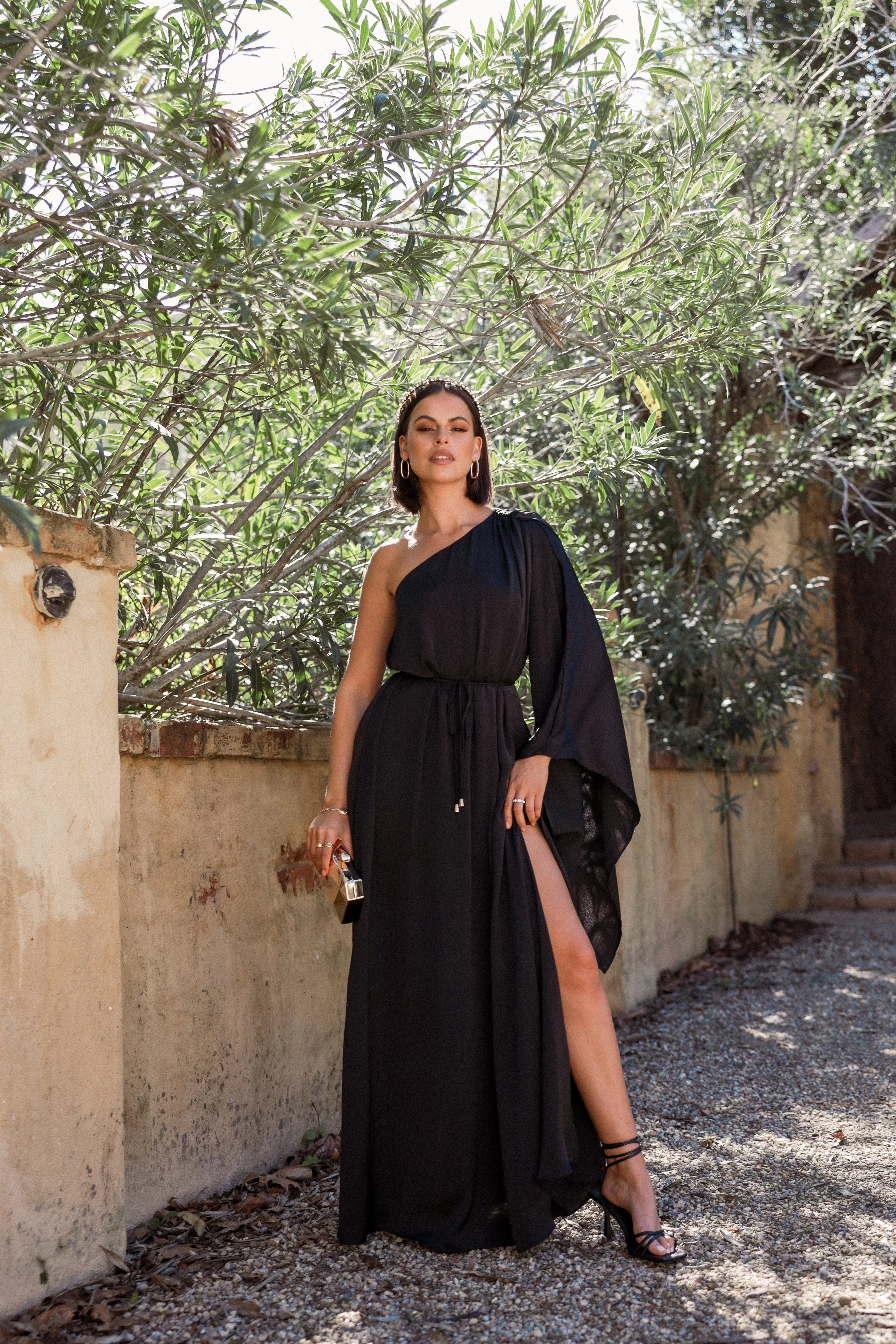 Matilda One Shoulder Maxi Dress Black