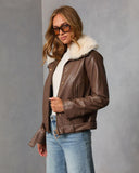 Georginna Leather Fur Collar Moto Jacket