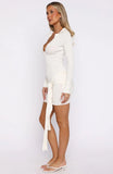 Chasing Sunbeams Knit Long Sleeve Mini Dress Off White