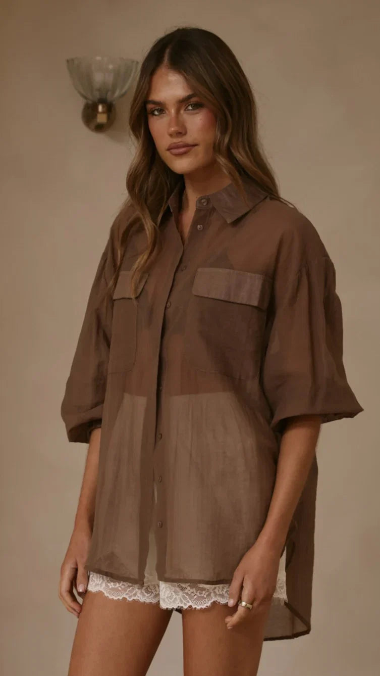 Kylie Oversized Shirt Chocolate