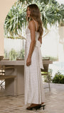 Zada Bow Maxi Dress Cream Black Polka Dot