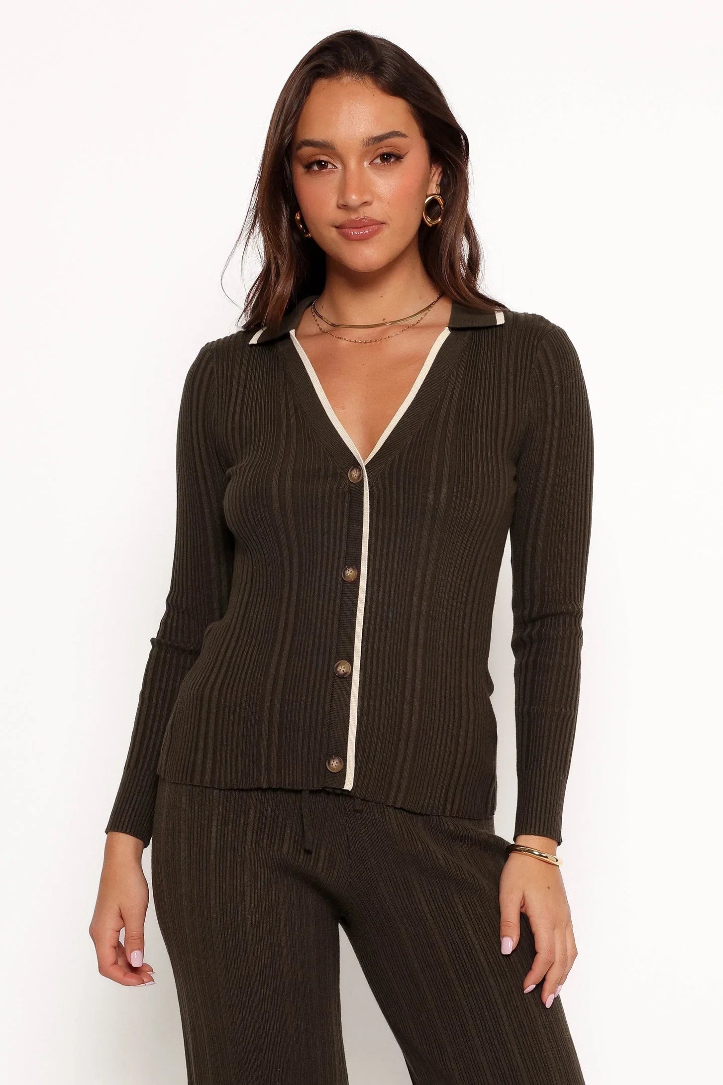 Alondra Cardigan Knit Top Olive