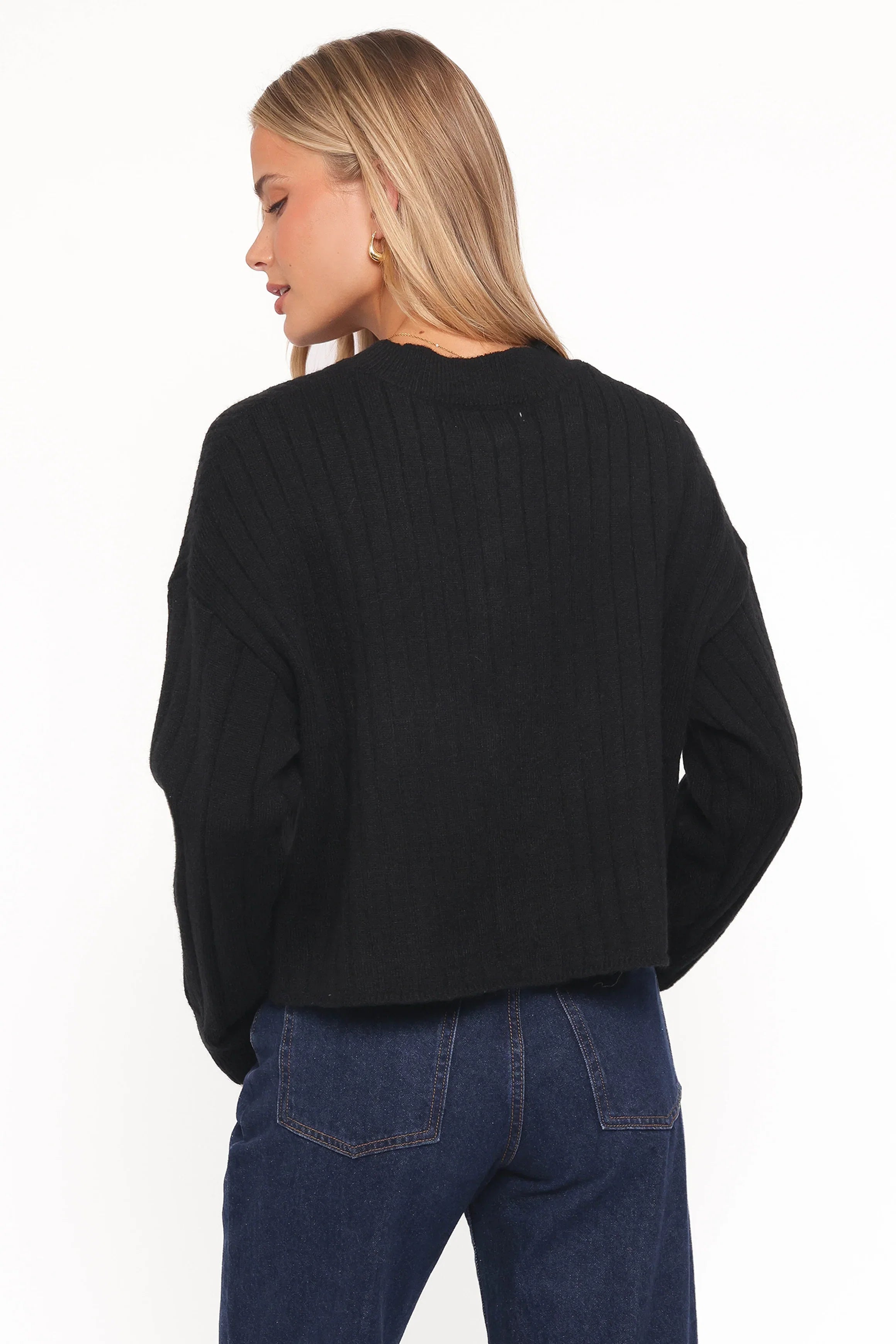 Loulani Heart Button Cardigan Black