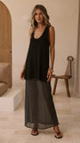 Onella Sheer Maxi Skirt Black White Spot