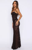 Tell Me Im Pretty Lace Maxi Dress Chocolate