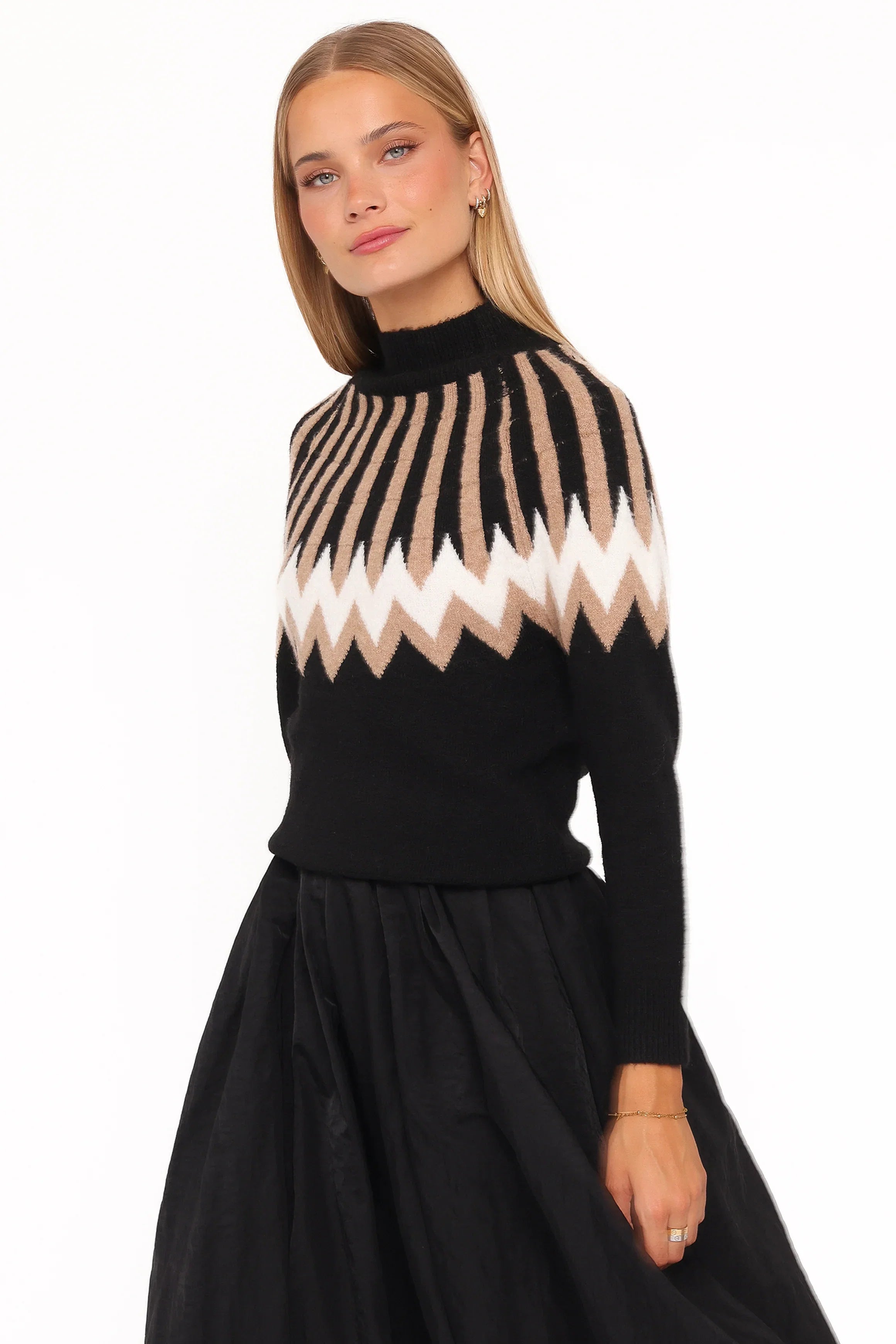 Donner Fairisle Mockneck Sweater Black