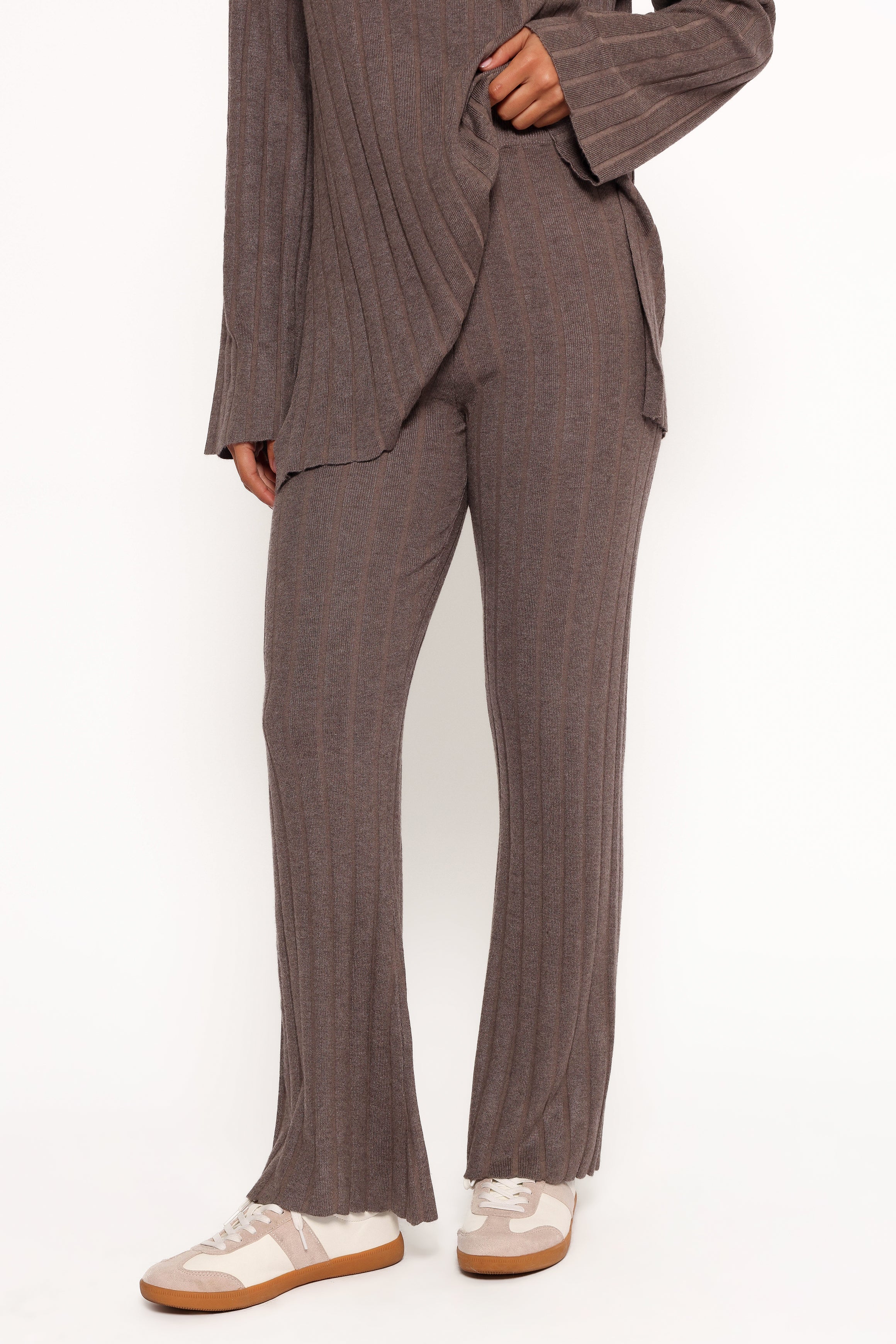Silvie Long Sleeve Knitted Set Charcoal Grey