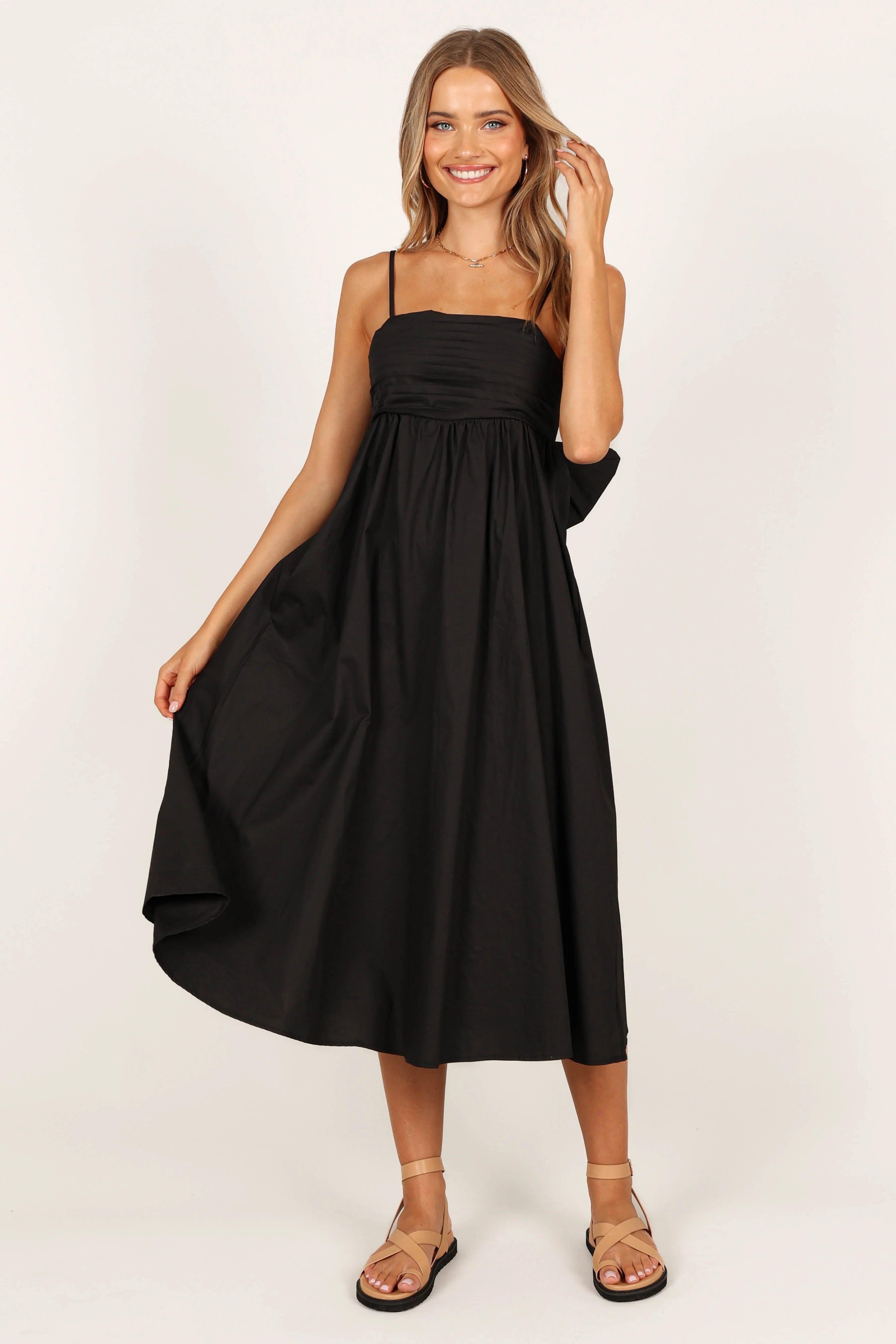 Alice Bow Back Midi Dress Black
