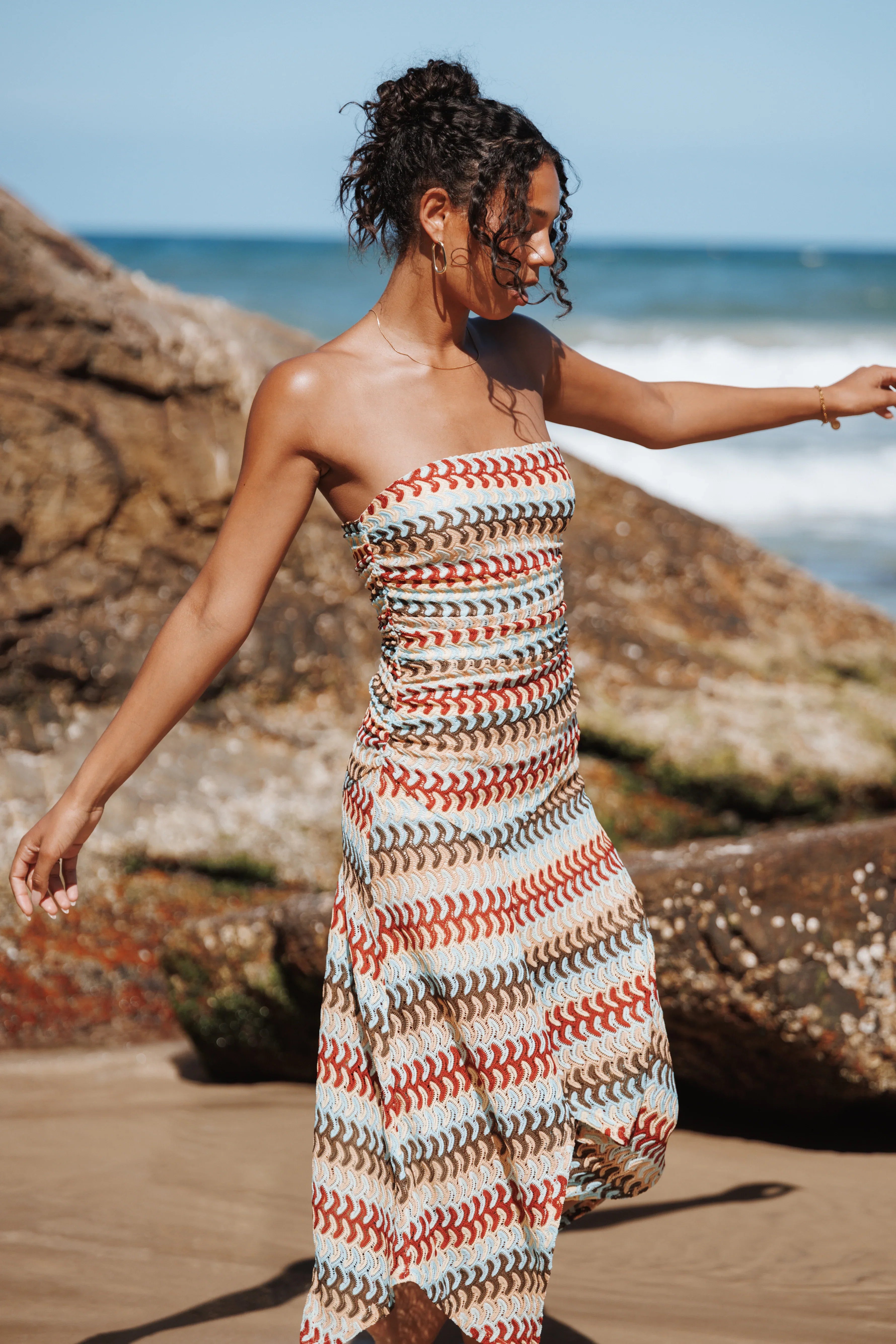 Navia Midi Dress Multi Stripe