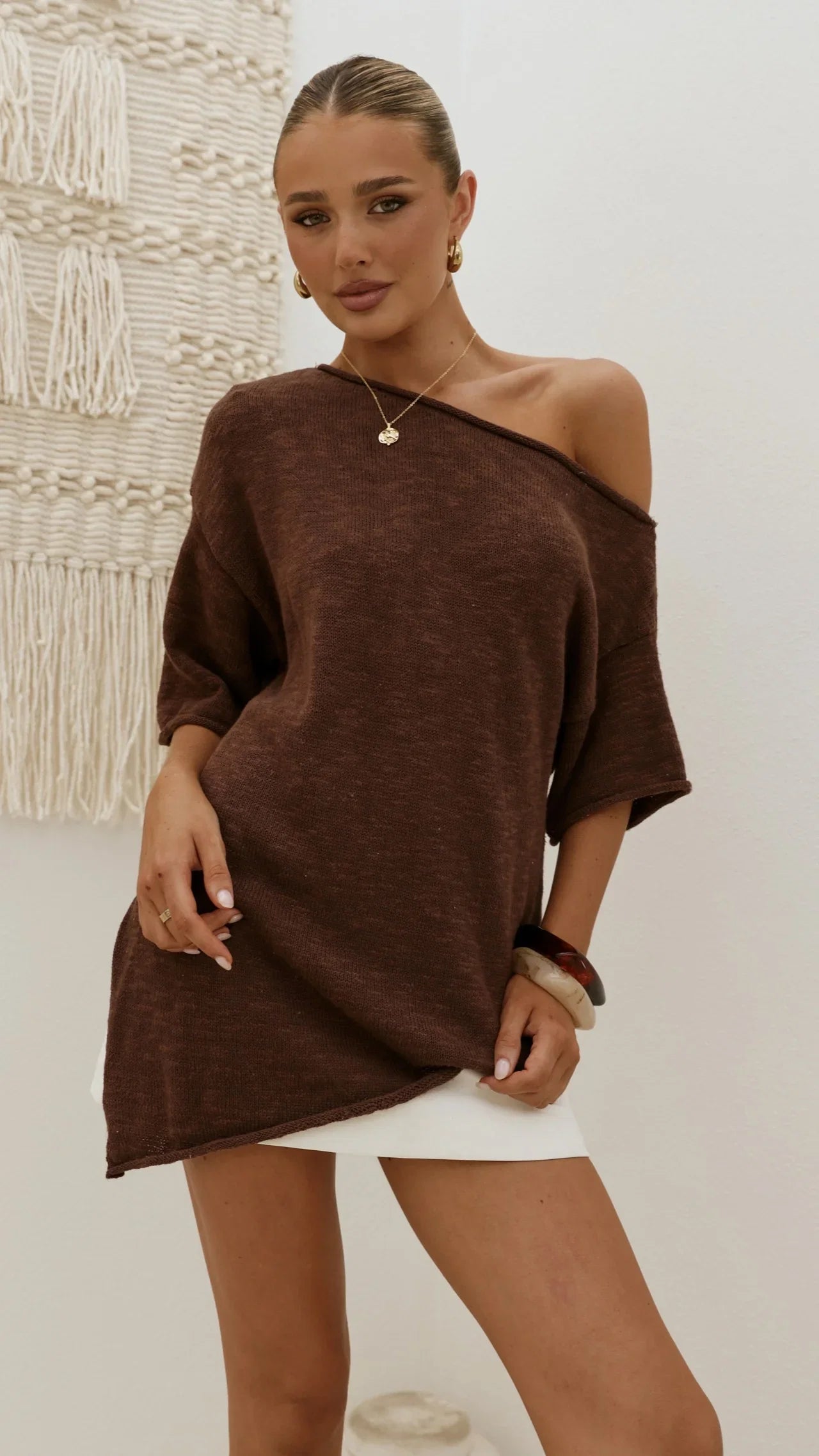 Keisha Off The Shoulder Top Chocolate