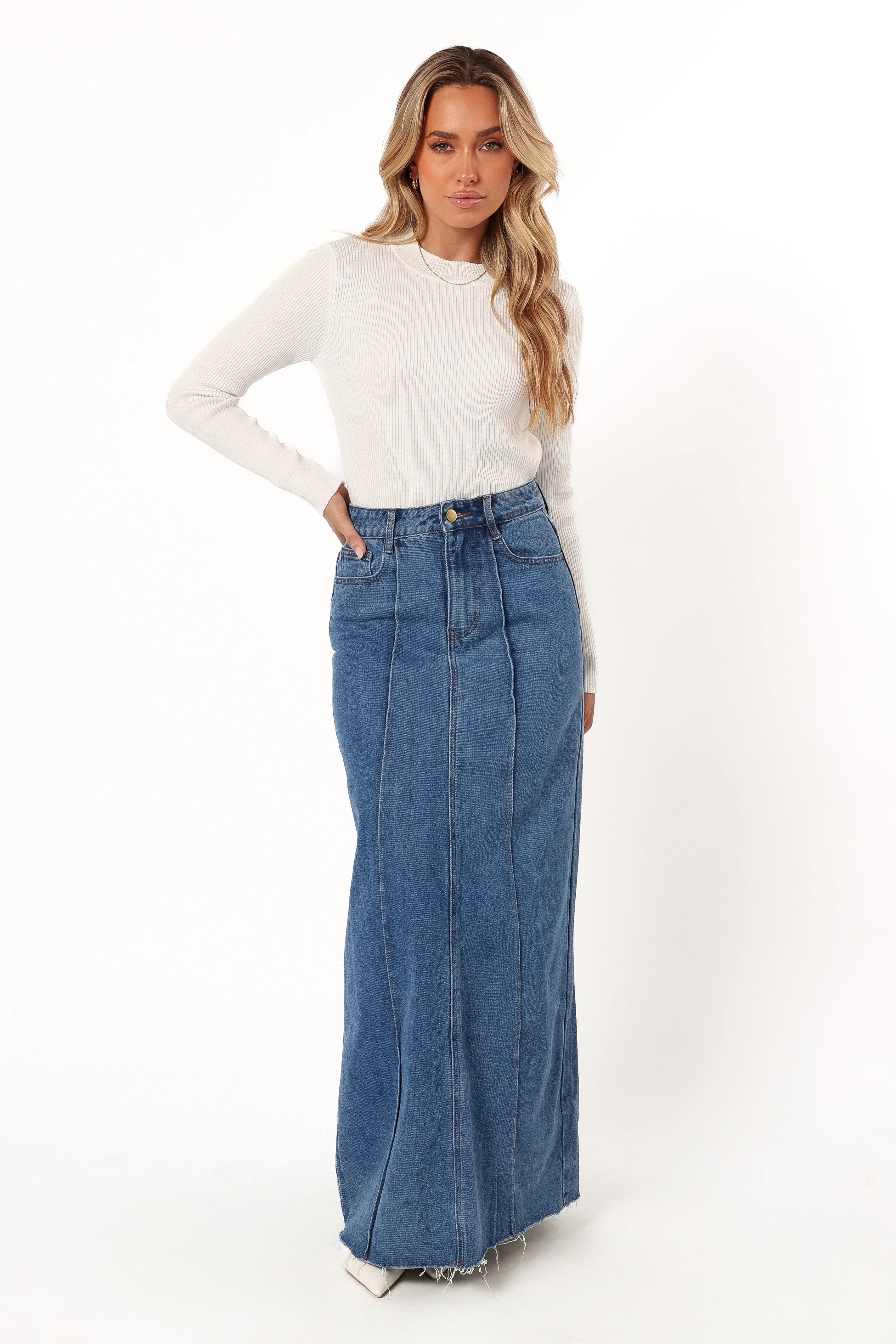 Tammy Ribbed Knit Top White