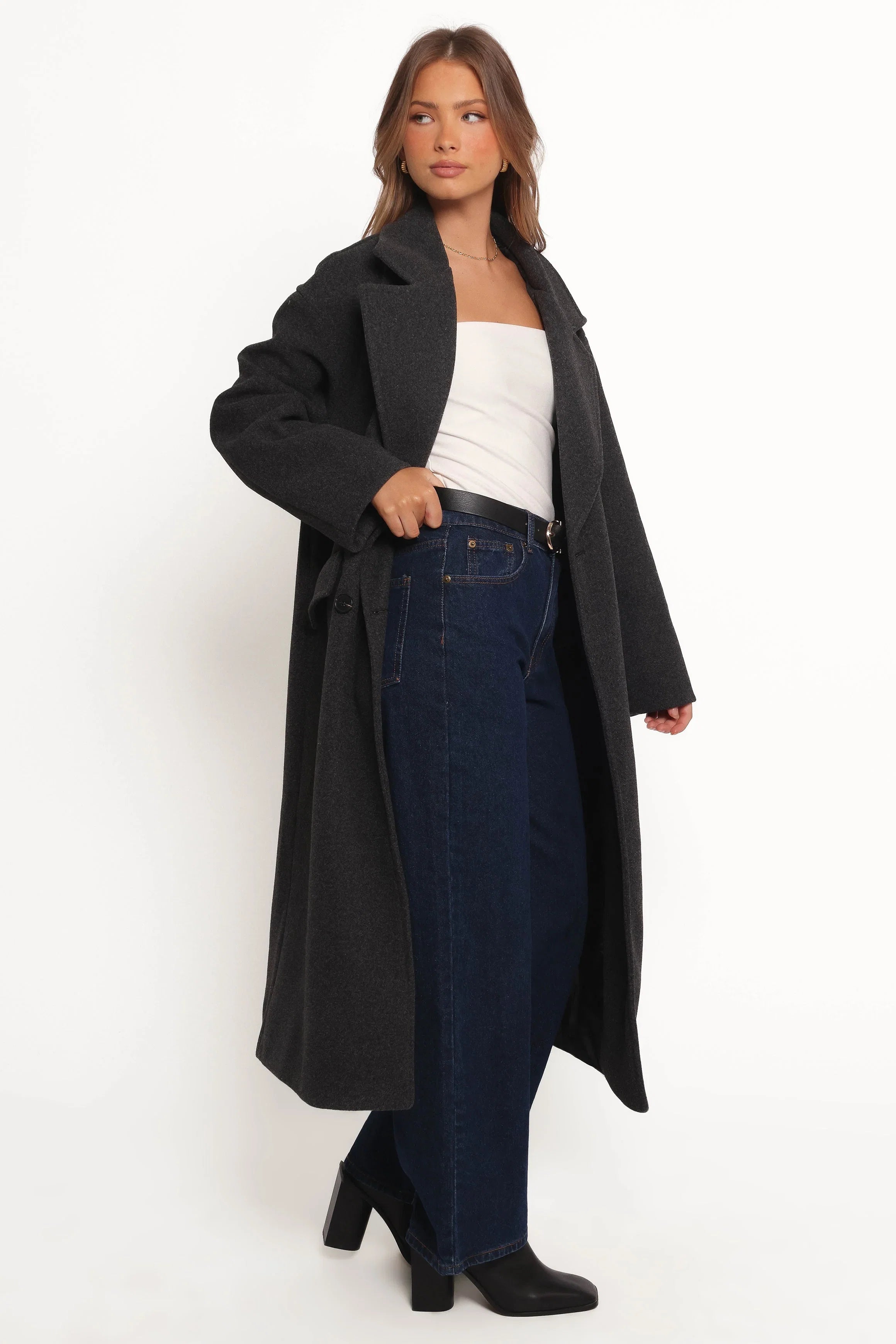 Brylie Oversized Coat Charcoal