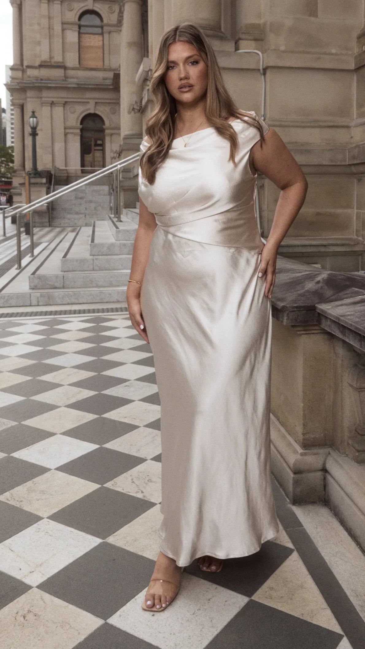 Auria Off Shoulder Maxi Dress Champagne