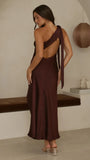 Halle One Shoulder Maxi Dress Chocolate