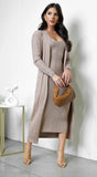 Fia Cardrigan Midi Dress Set Beige