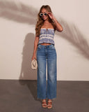Sunny Tide Cotton Gingham Print Peplum Top
