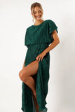 Neville Pleated Maxi Dress Teal Green