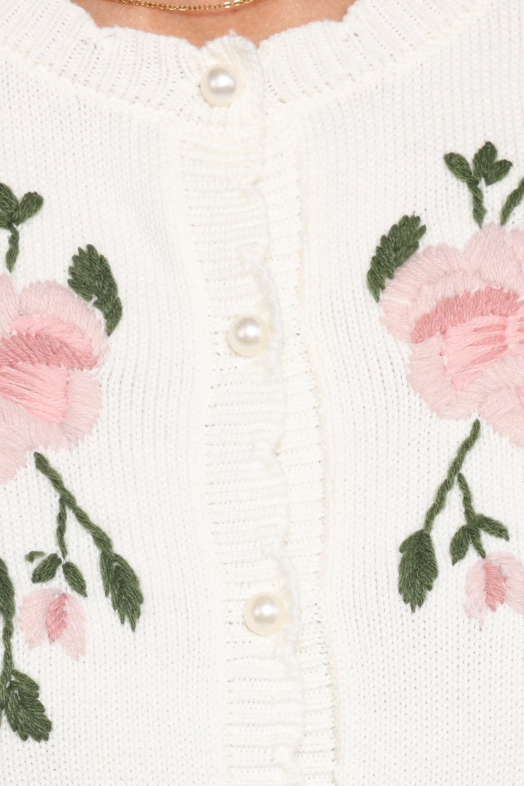 Rossi Floral Button Up Cardigan White Pink