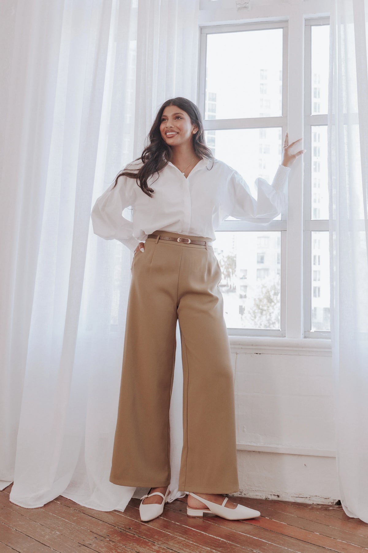 Ceres Belted Wide Leg Pant Olive