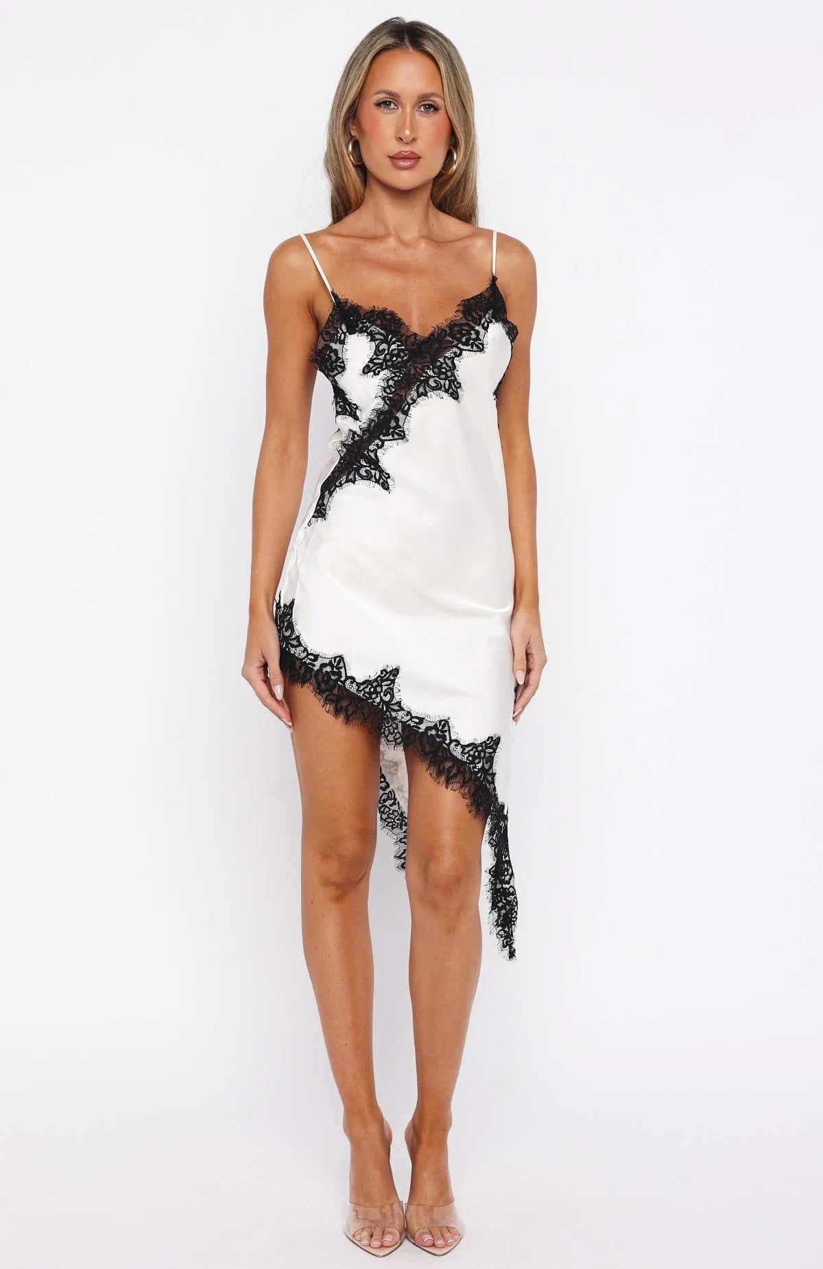 Behind The Light Lace Mini Dress Cream