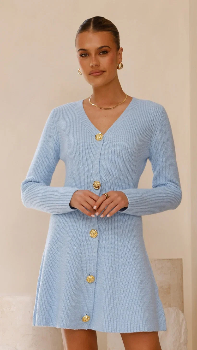 Catarina Long Sleeve Mini Dress Blue