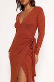 Kellan Wrap Midi Dress Bronze