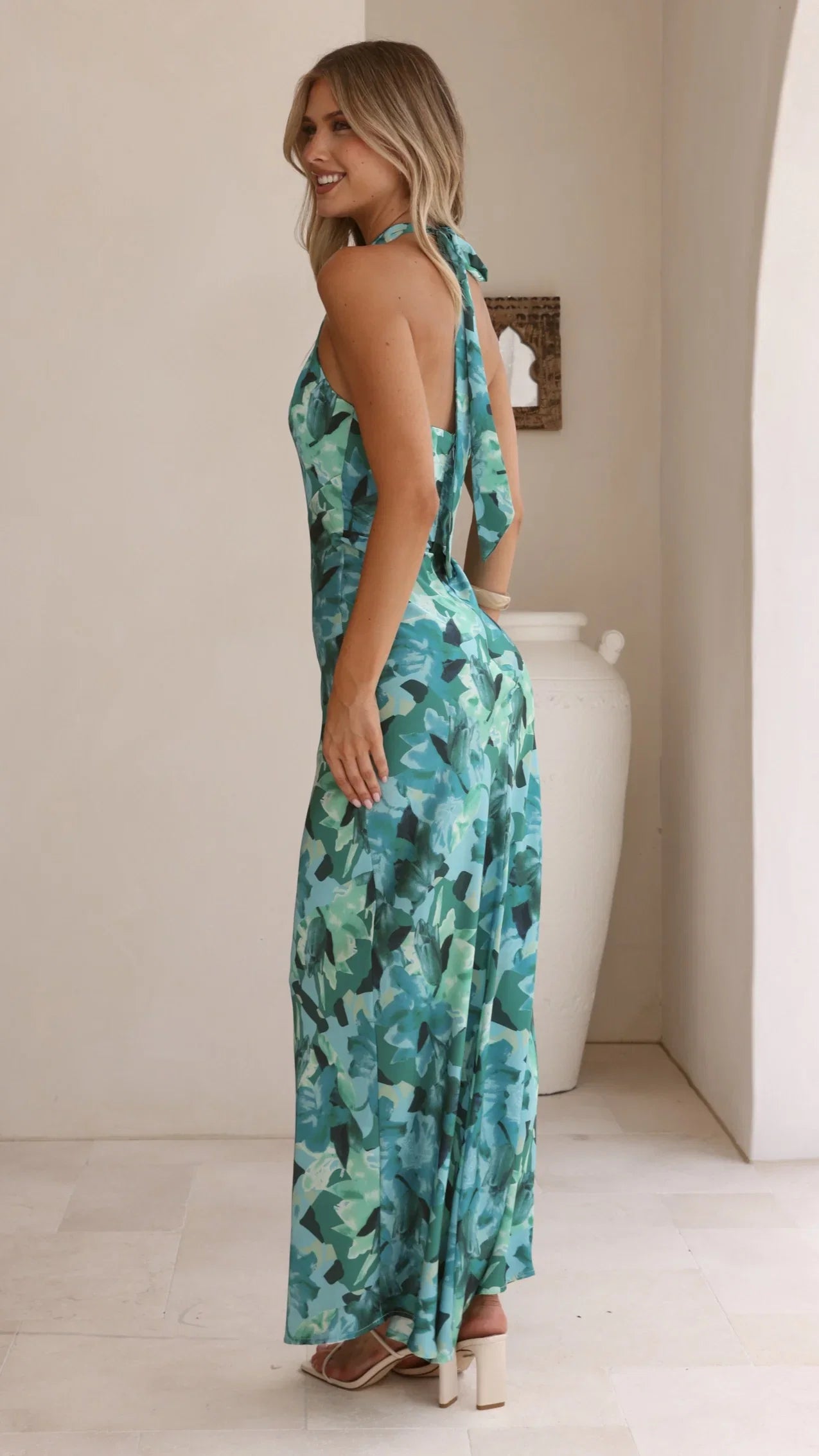 Oralia Maxi Dress Dark Green Floral