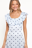 Manaris Off Shoulder Maxi Dress Blue Polka Dot
