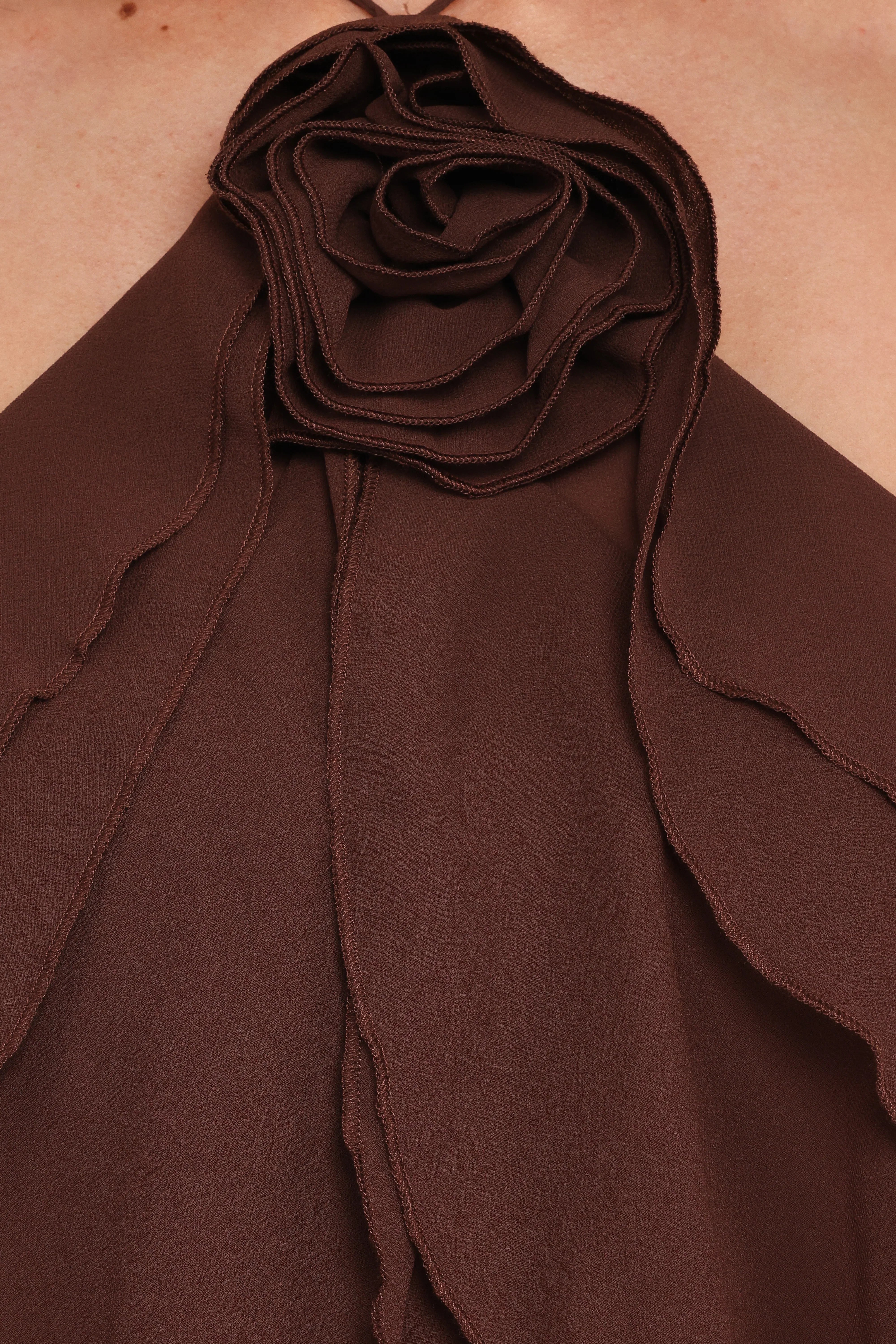 Zorina Halter Neck Chiffon Top Brown