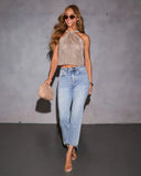 Nerissa Metallic Knit Halter Top