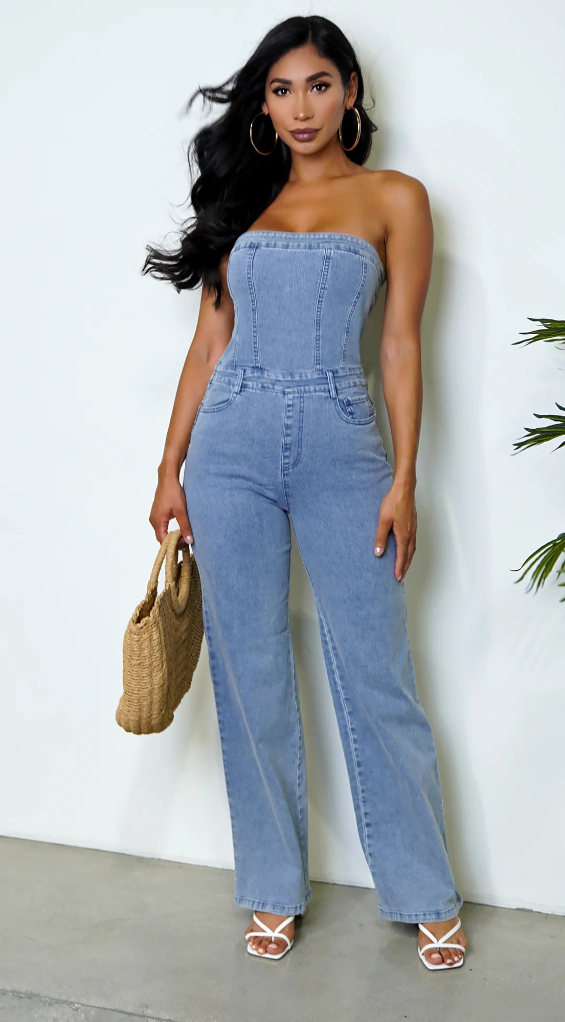 Dara Denim Tube Jumpsuit Blue