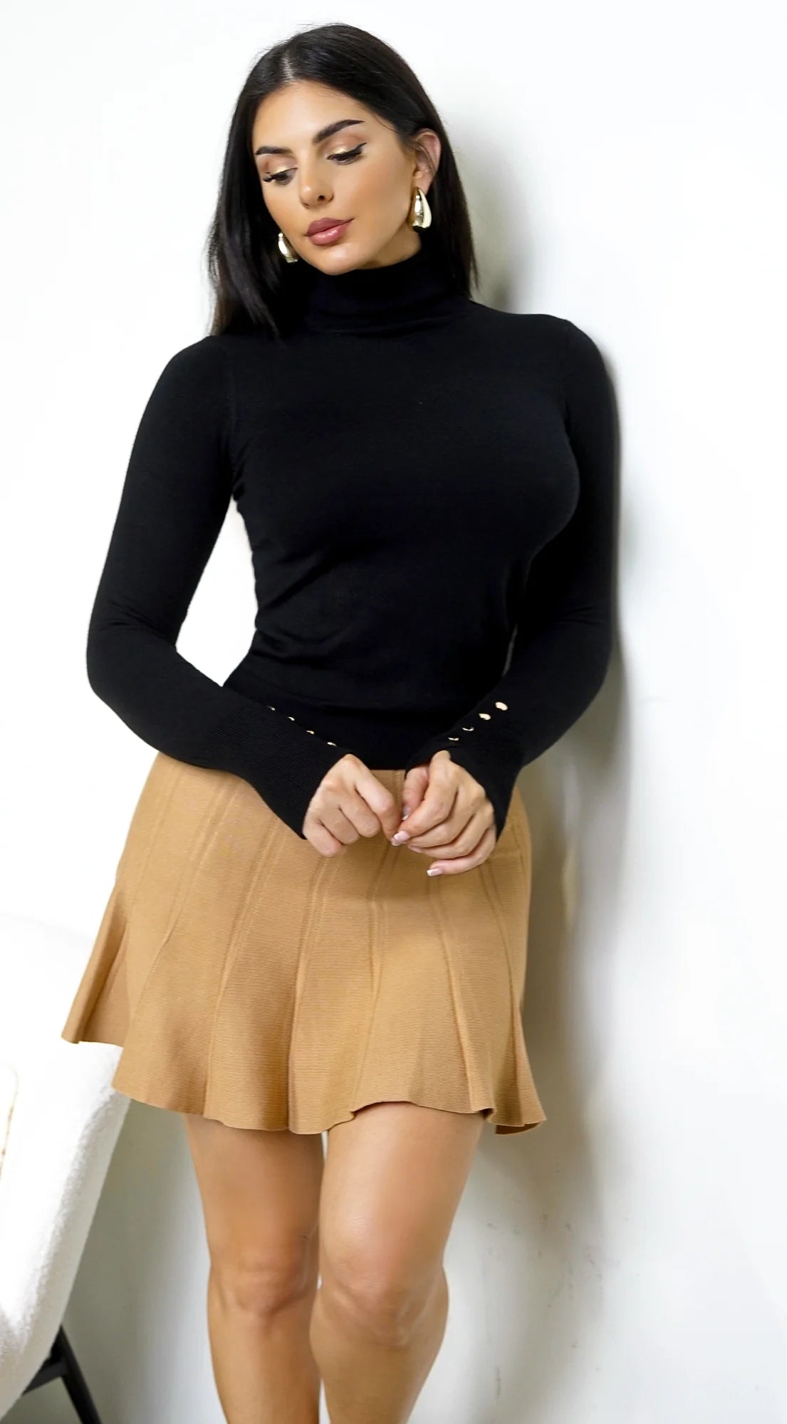Solana Pleated Mini Skirt Beige