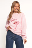 Cherry Martini Graphic Sweatshirt Pink