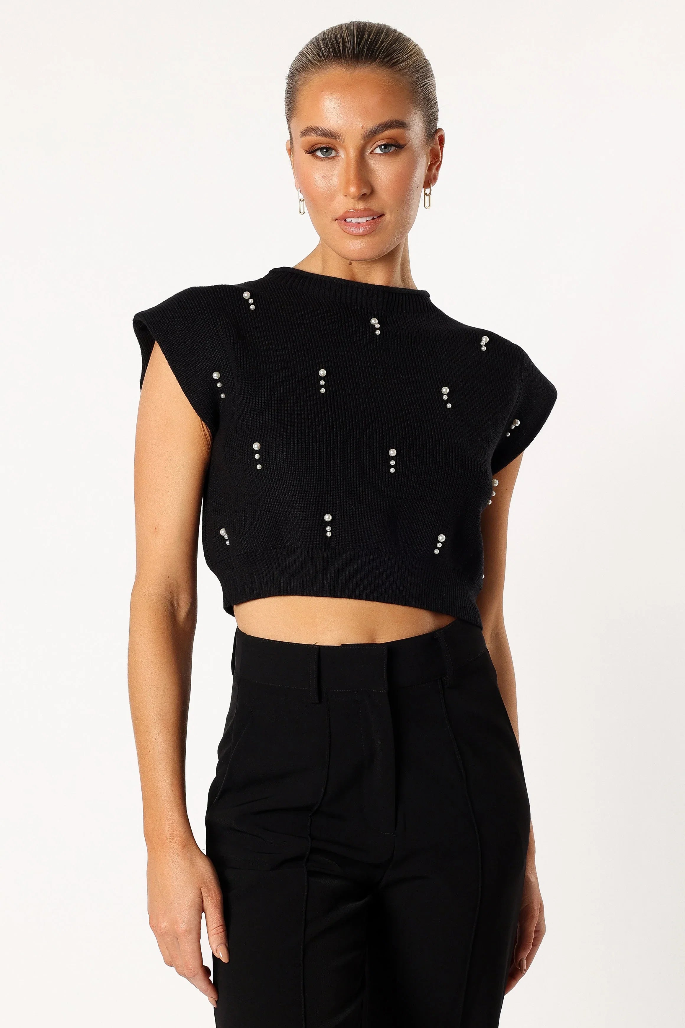 Malani Beaded Top Black