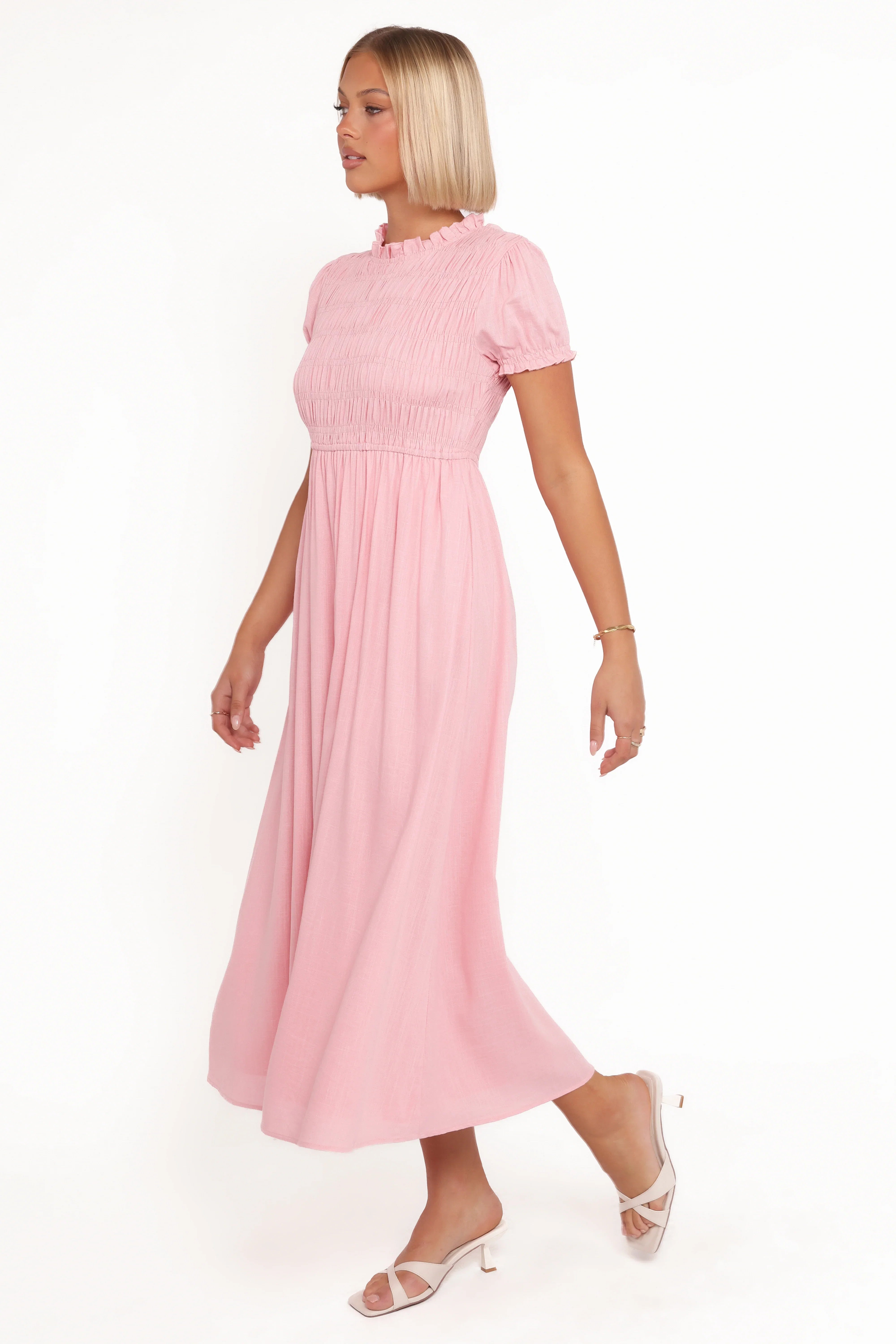 Darla Puff Sleeve Dress Pink