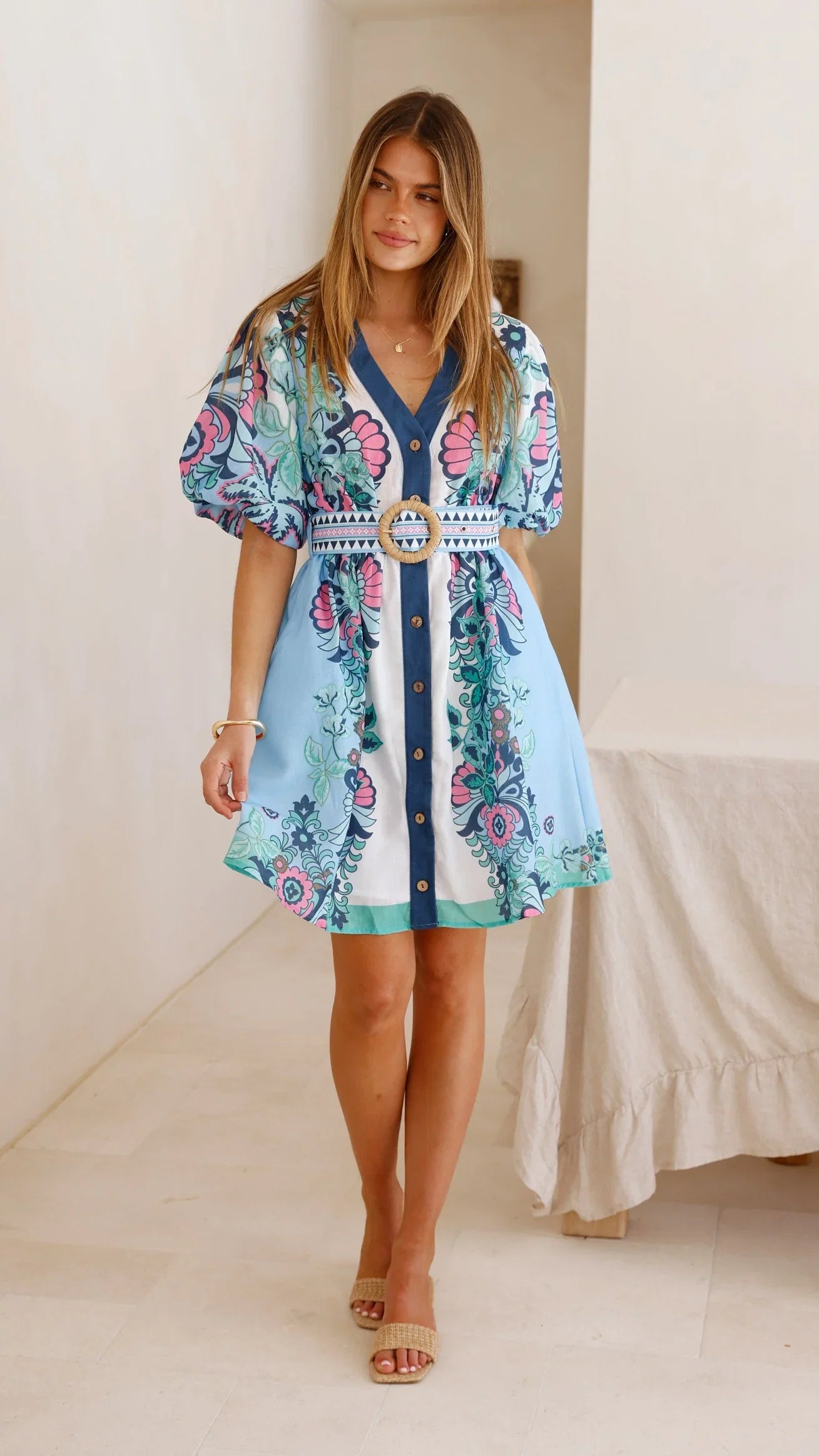 Dali Mini Dress Island Bloom Blue